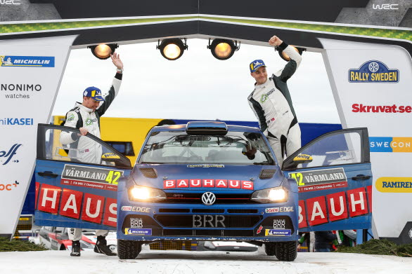 Ole Christian Veiby tog hem segern i WRC 2-klassen i Rally Sweden. Blir det en ny seger i Wales?