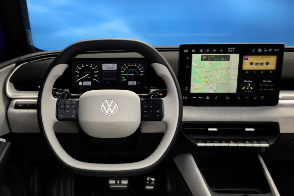 Om föraren aktiverar retrodisplayen med View-knappen på ratten förvandlas instrumenten till den stil som finns i de senare versionerna av första generationen Golf.