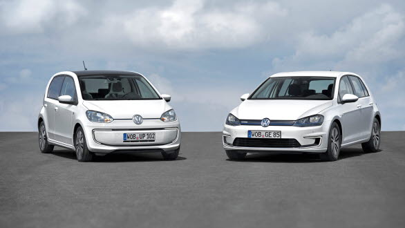Volkswagens två helt eldrivna bilar e-up! och e-Golf.