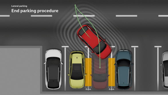 Park Assist Plus kan hjälpa till att slutföra en redan påbörjad parkeringsmanöver.