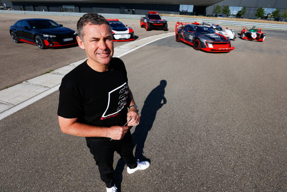"Mr Le Mans" Tom Kristensen, Audi RS e-tron GT, Audi e-tron Vision Gran Turismo, Audi RS Q e-tron, Audi S1 e-tron quattro Hoonitron, Audi R18 e-tron quattro, Audi e-tron FE07