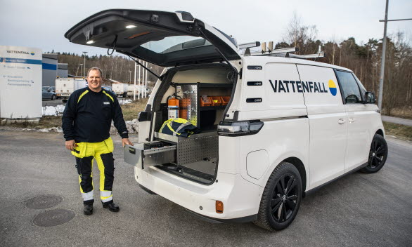 Vattenfalls ID. Buzz Cargo har fått inredning och dekor monterat av Bilbyggarna i Wallhamn.