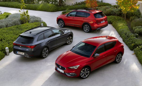 Laddbara modeller från SEAT; SEAT Leon e-Hybrid, SEAT Leon Sportstourer e-Hybrid, SEAT Tarraco e-Hybrid.