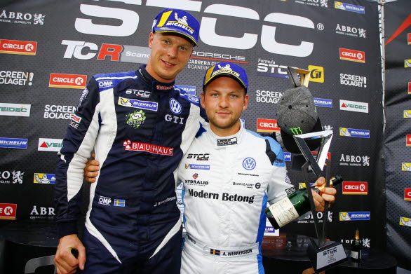 Det blev dubbelseger för Volkswagen i andra racet på Rudskogen, Johan Kristoffersson före Andreas Wernersson.