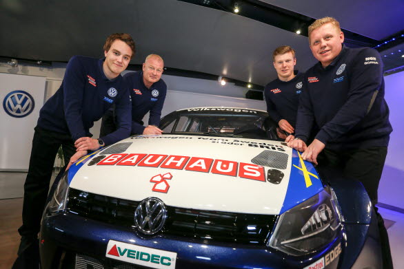 Kristoffersson Motorsport. Från vänster: Ole Christian Veiby, Tommy Kristoffersson (teamchef), Johan Kristoffersson och Tord Linnerud.