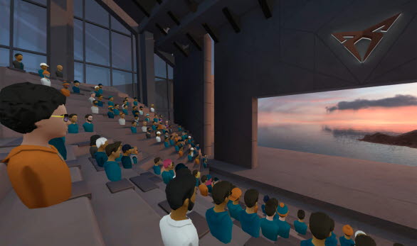 Den virtuella platsen har också en egen konferenslokal där man kommer kunna följa företagets presentationer live.