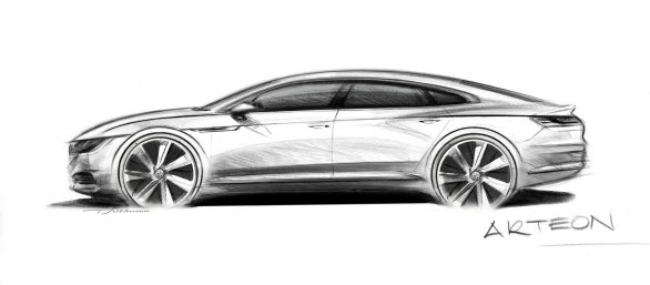 Tre månader före sin världspremiär på bilsalongen i Genève, ger Volkswagen en första titt på konturerna av sin nya femdörrars coupé: Arteon. 