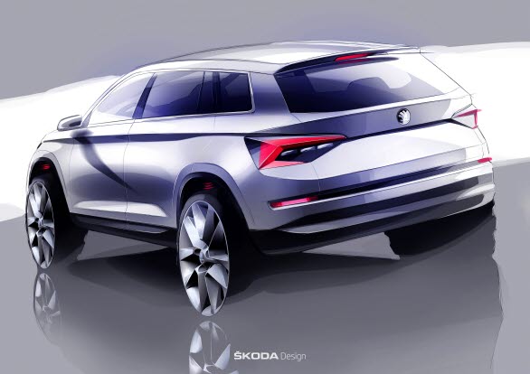 Exteriöra designen av nya KODIAQ är skarp med distinkta 3D-linjer som ger bilen en robust framtoning på vägen.