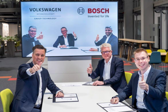 Signering 17 januari 2022 med representanter från Volkswagen Group och Bosch Group.