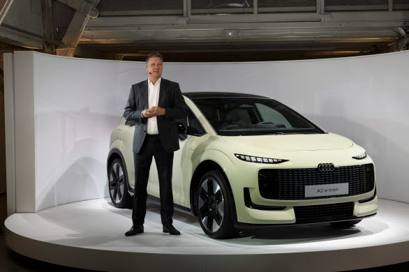 Gernot Döllner, CEO AUDI AG, i samband med värdspremiären för Audi A2 e-tron i Paris