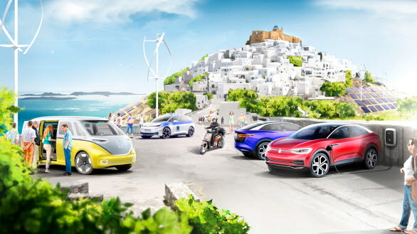 På den grekiska ön Astypalea pågår omställning till e-mobilitet.