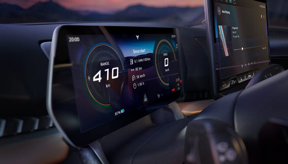 Nya uppdaterade CUPRA Tavascan. Förbättrad digital skärm på förarplats.