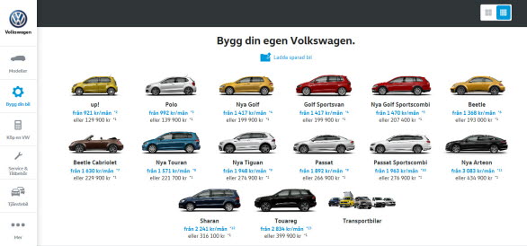 Den största nyheten är att Volkswagens nya hemsida är helt responsiv, vilket gör att användaren kan uppleva den lika bra på desktop som på mobilen och surfplattan. Detta gör att även konfiguratorn ”Bygg din bil” fungerar på alla mobila enheter.