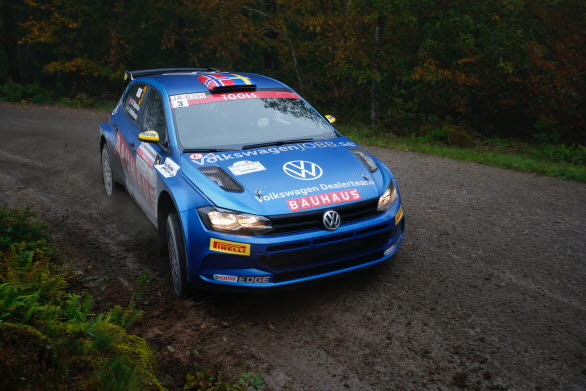 Johan Kristoffersson slutade tvåa i Rally Blekinge med sin Polo GTI R5. Därmed blev det också silver i SM totalt.