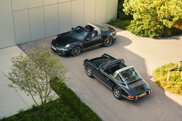 Nya 911 Edition 50 Years Porsche Design och 911 S 2.4 Targa från 1972.