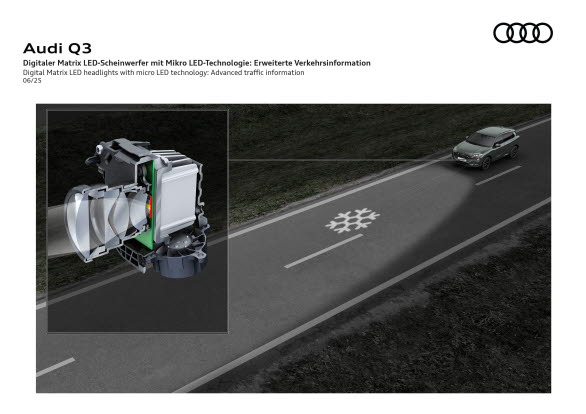 Med avancerade trafikinformation kan en snöflinga projiceras på vägen vid risk för halka